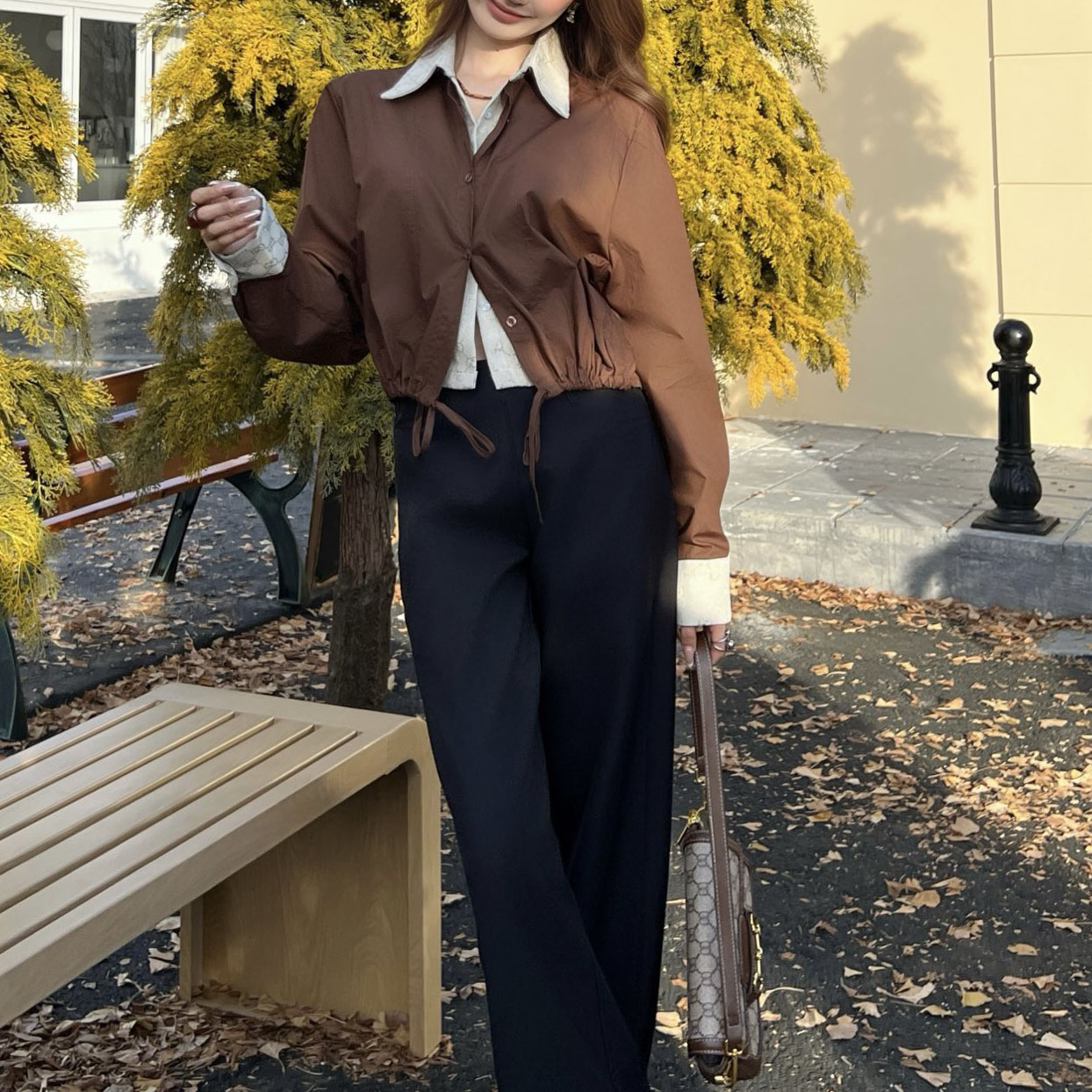 GG Shirt with Double G Jacquard Collar and Cuffs Paneling AM2510509