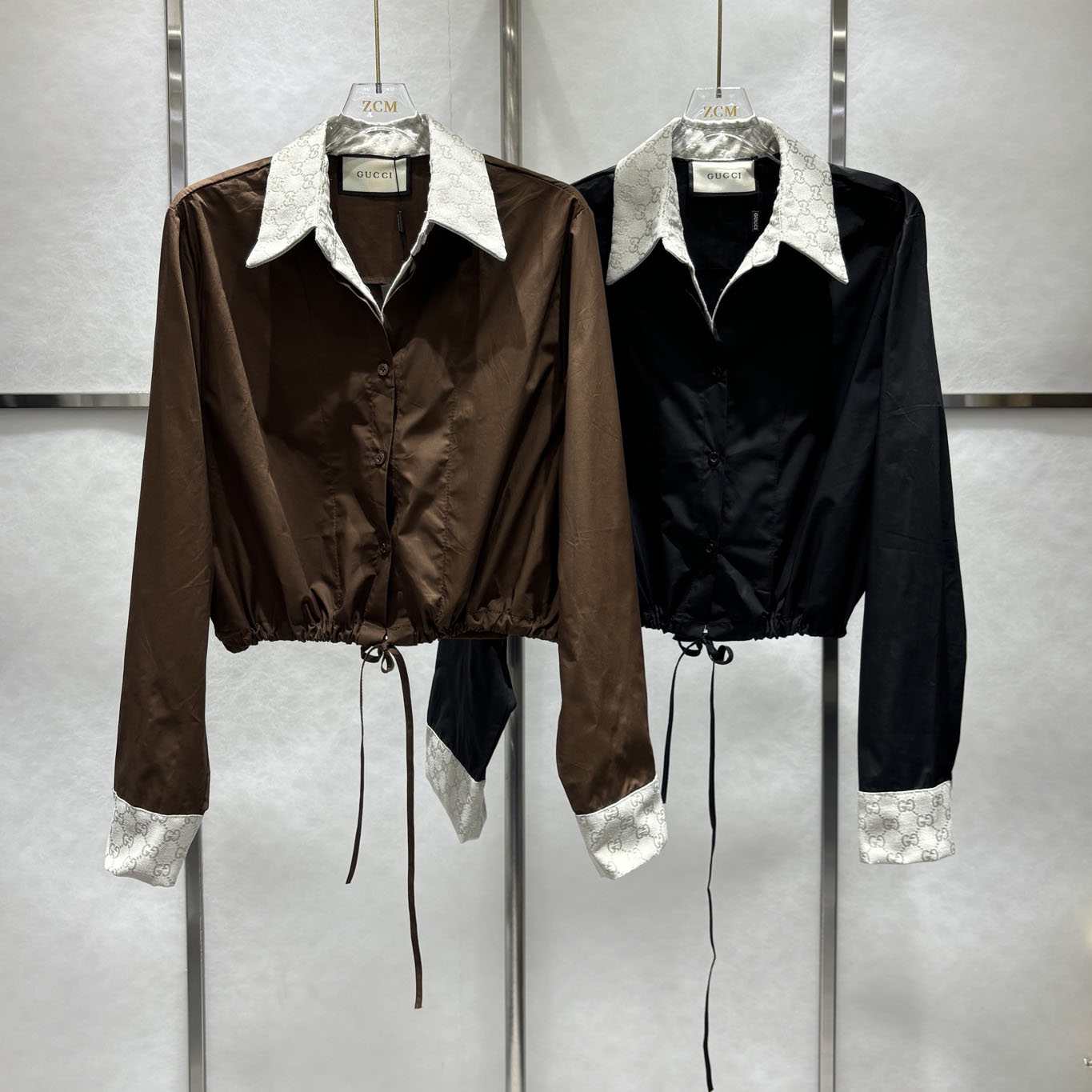 GG Shirt with Double G Jacquard Collar and Cuffs Paneling AM2510509