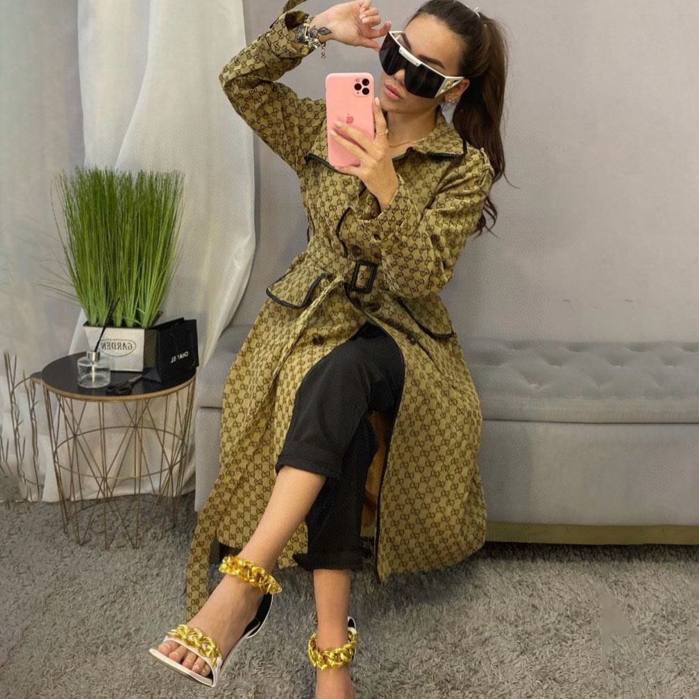 GG 25New Double G Jacquard Mid-Length Trench Coat AM2510506