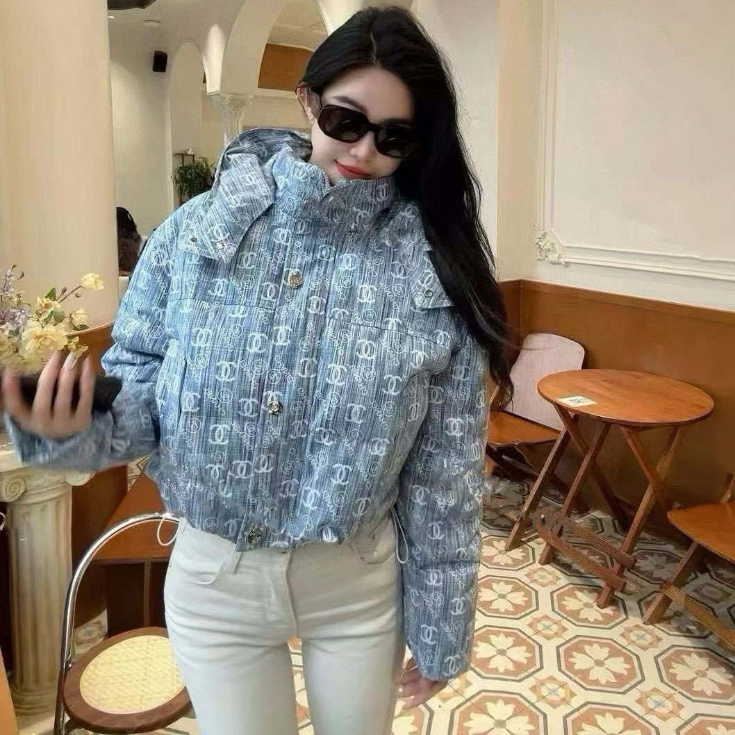 CH Blue Double-C Jacquard Hooded Cotton Coat XX25101713