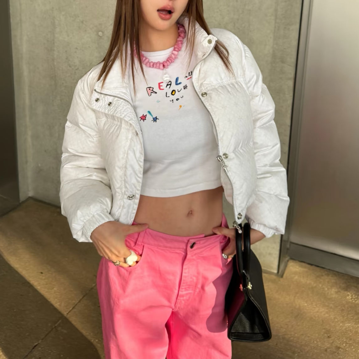 CH Short Puffer Jacket with Hidden Print Logo XX25101712