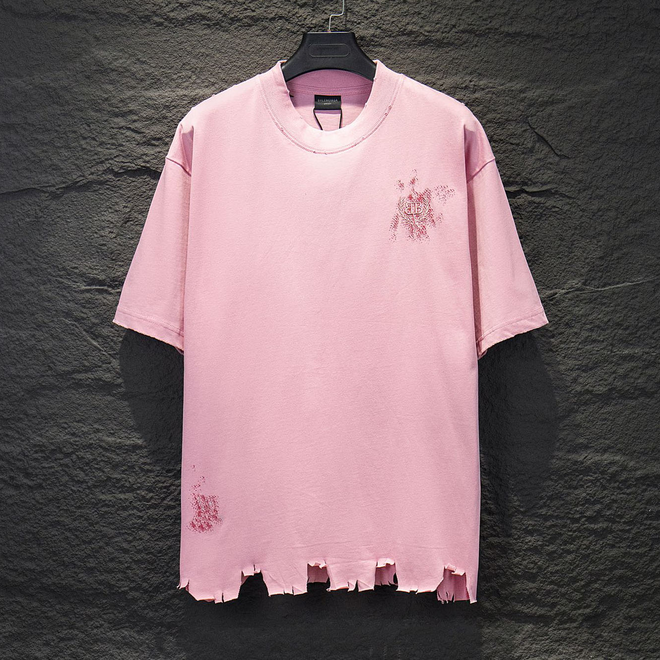 BLCG Distressed Vintage Graffiti Embroidered Short-Sleeve XX25101818