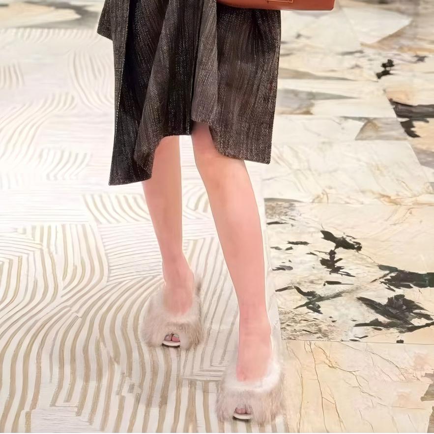 FD 2025 New Wool Wedge Peep-Toe Mules YV25101908