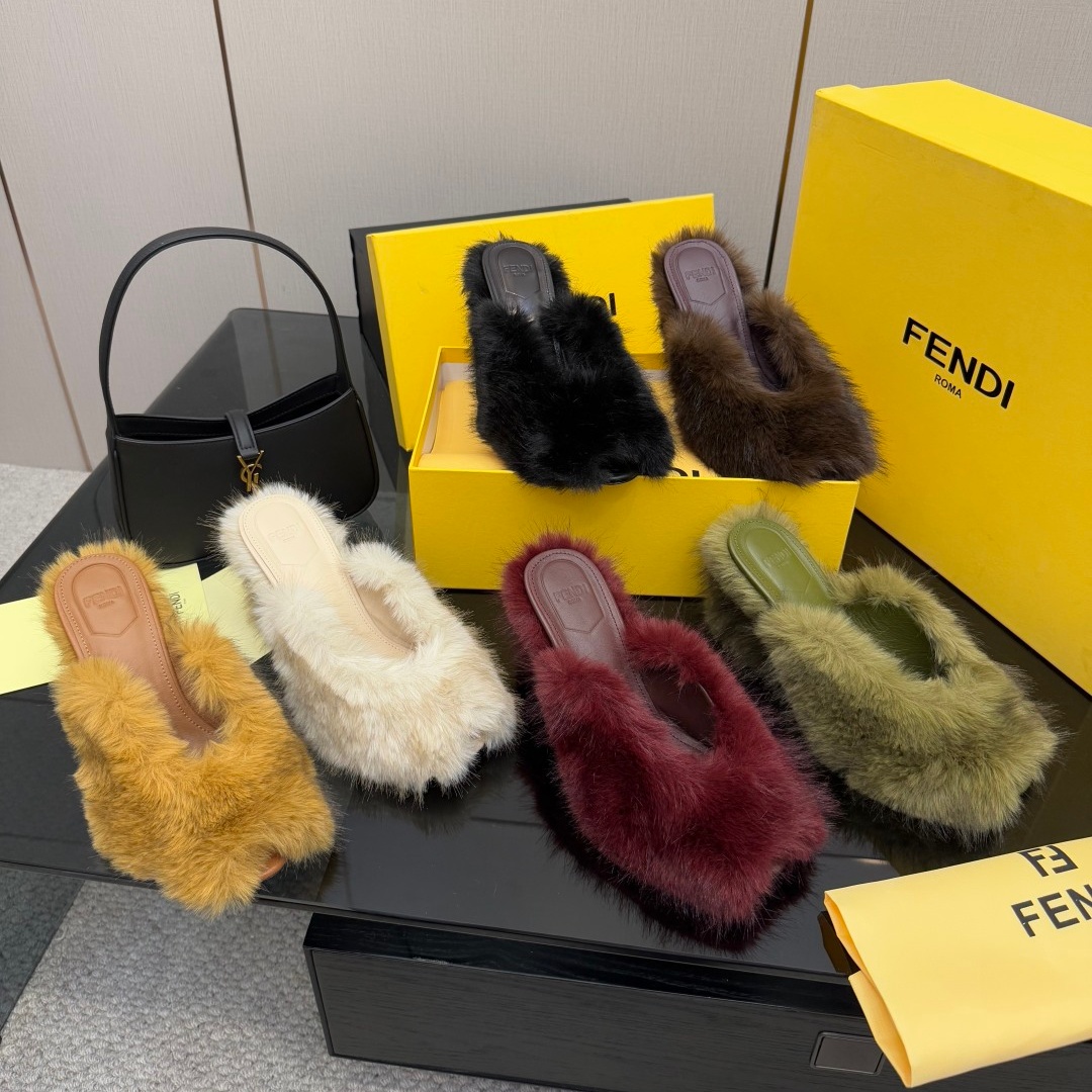 FD 2025 New Wool Wedge Peep-Toe Mules YV25101908