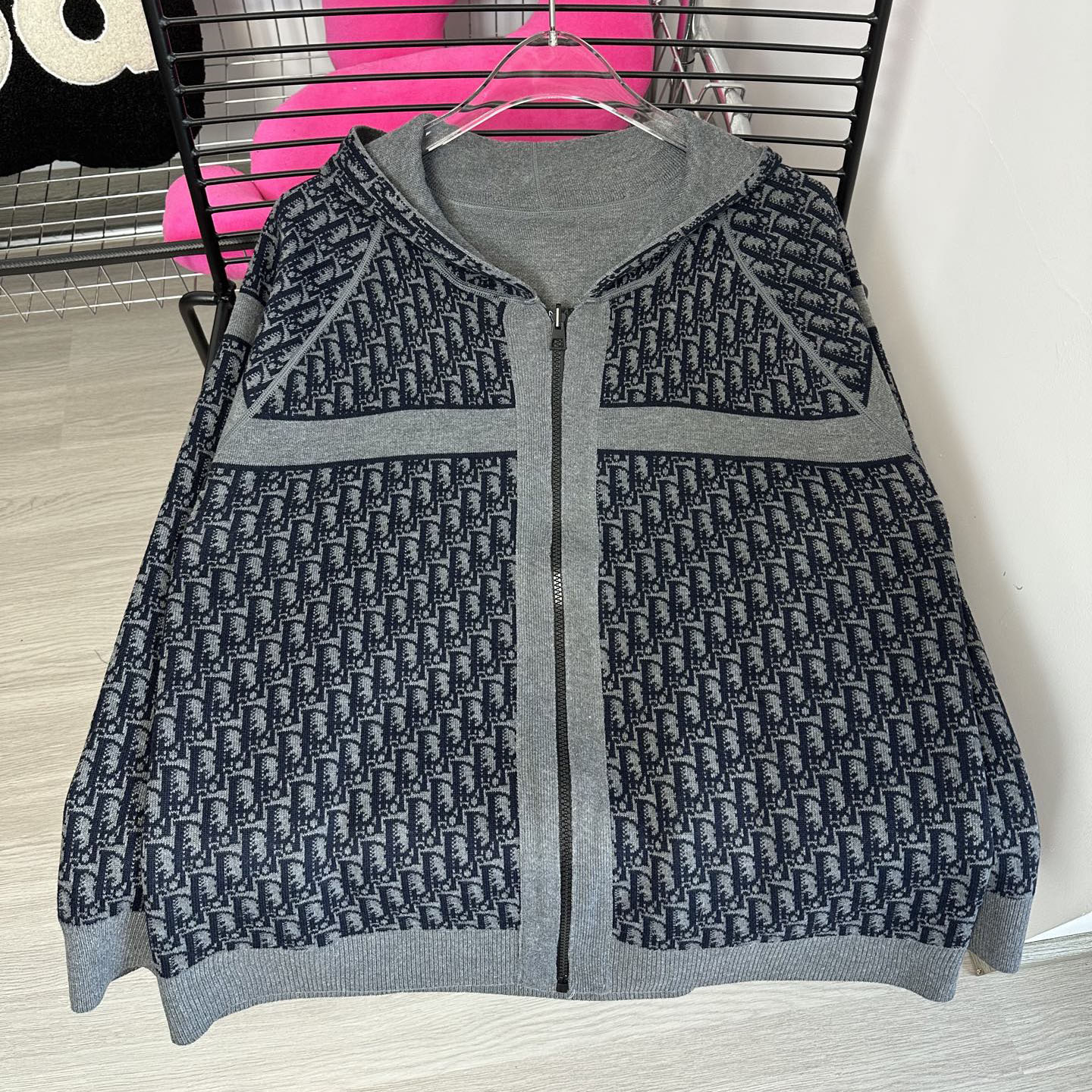 CD Reversible Cashmere Jacquard Hooded Cardigan XX25101904