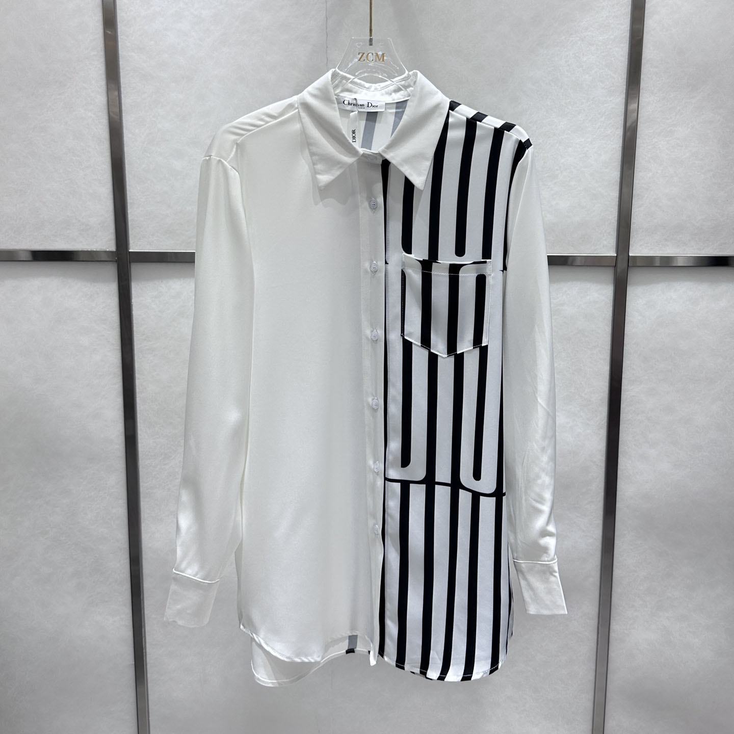 CD Satin - Paneled Printed Logo Shirt AM25102018