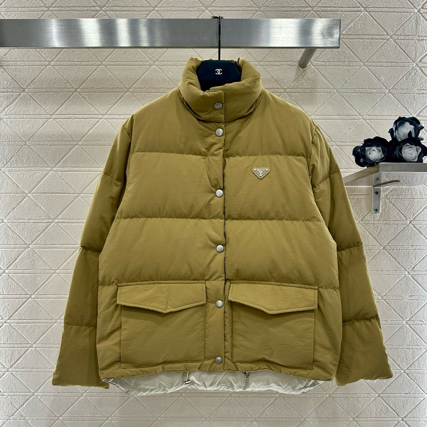 PRA Stand - collar Down Cotton Jacket with Rectangular Embossing AM25102109