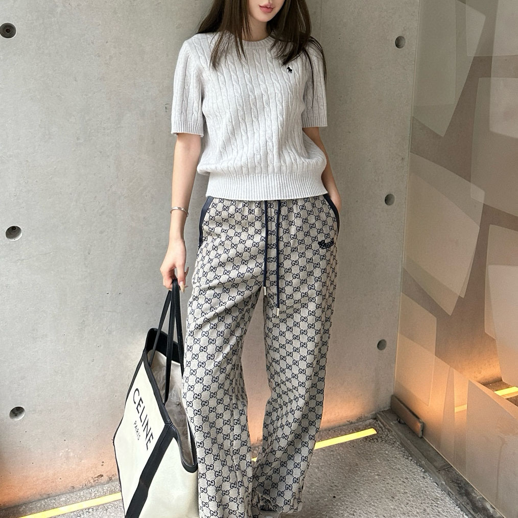 GG Casual Drawstring Cuffed Trousers with Double G Jacquard AM25102110