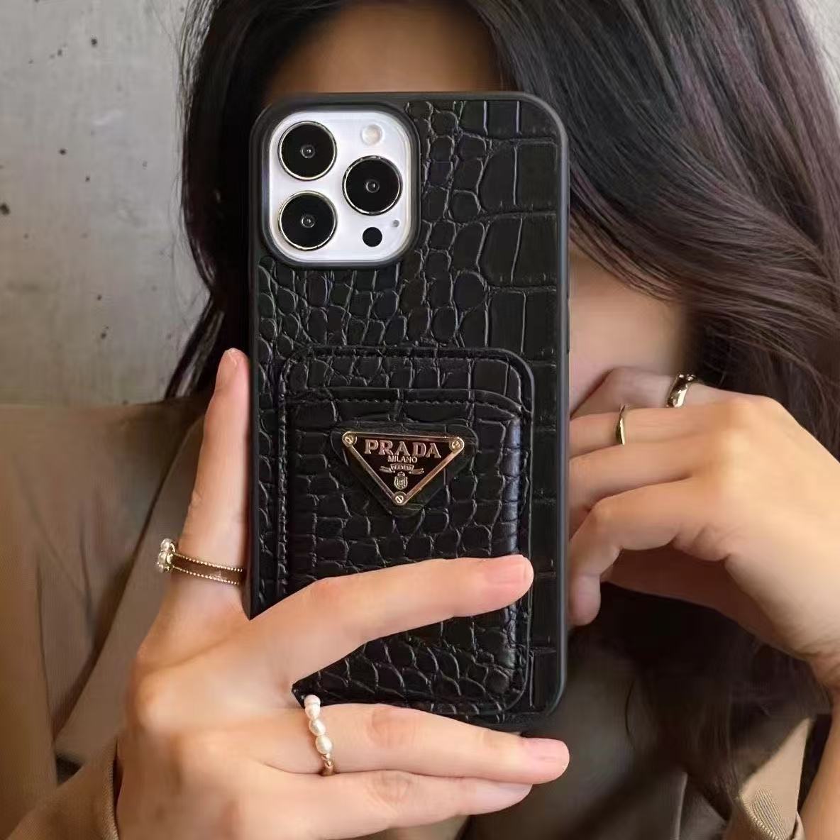 PRA  Crocodile-Pattern Card-Holding Phone Case YPD25102310