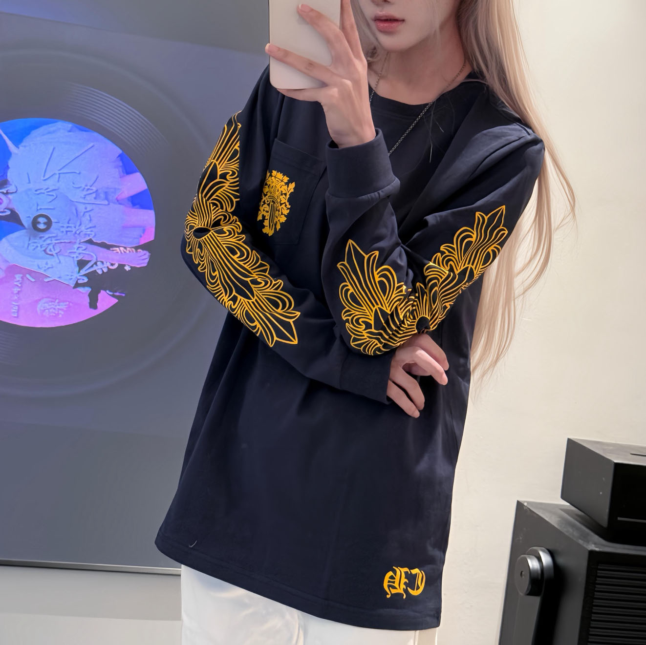 CH Navy Blue Long-Sleeved T-Shirt XX25102301
