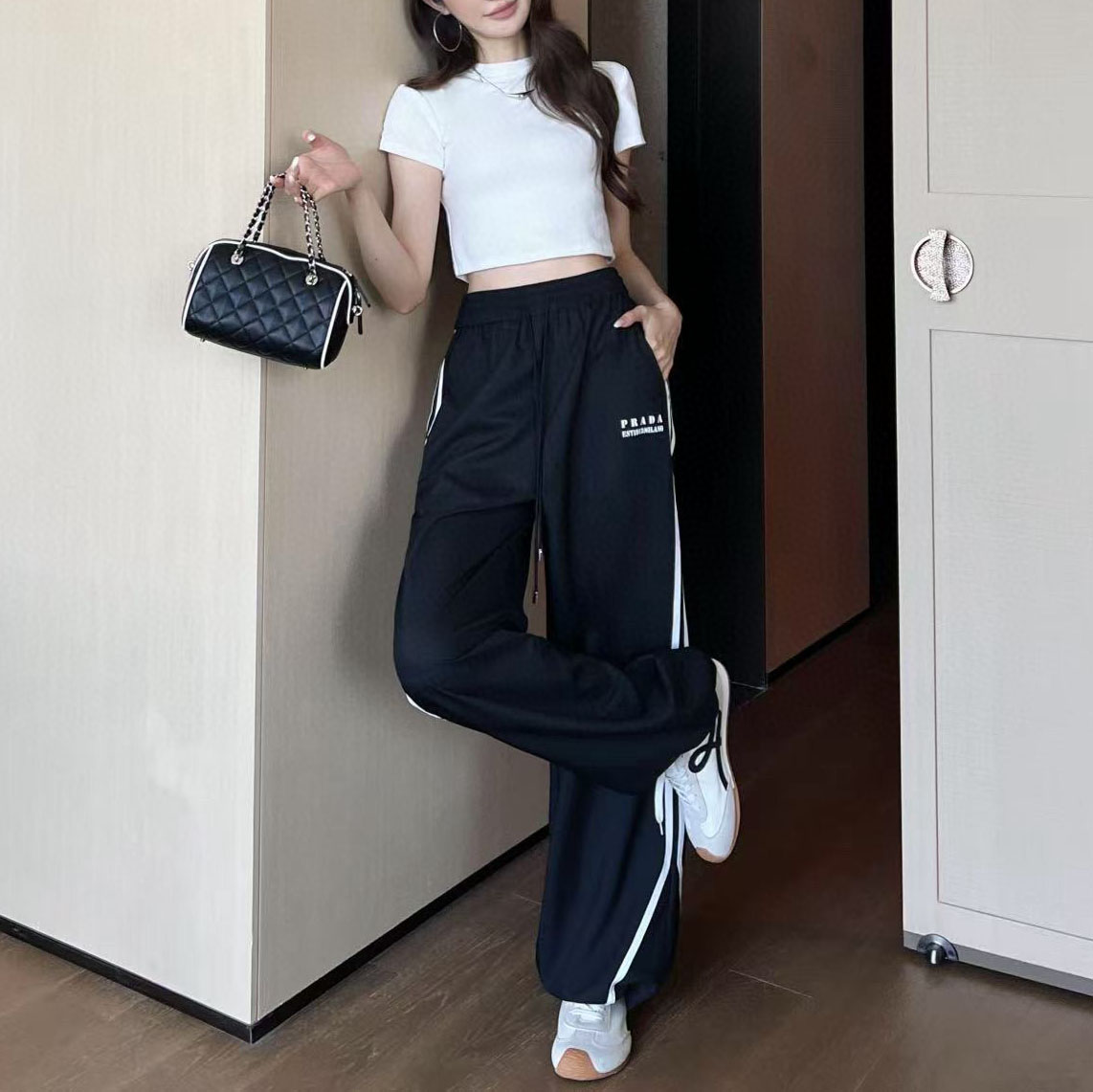 PRA Elastic Waist Drawstring Casual Trousers AM25102116