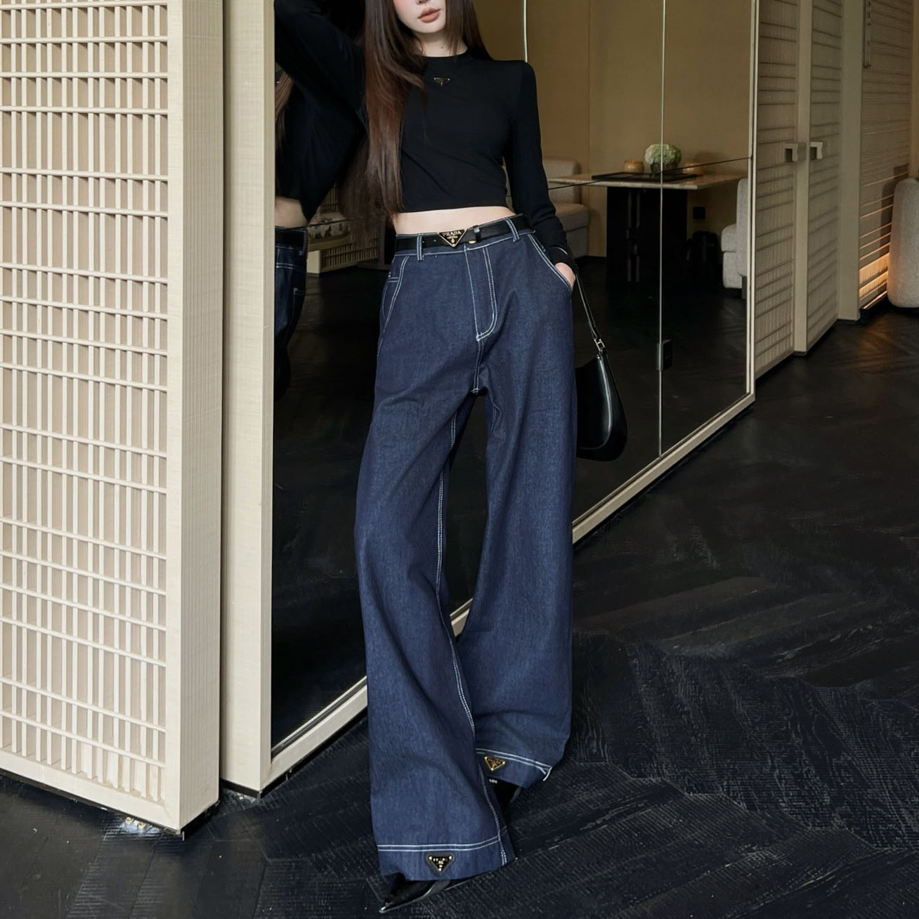 PRA Denim Pants with Triangular Small Logo XX25102318