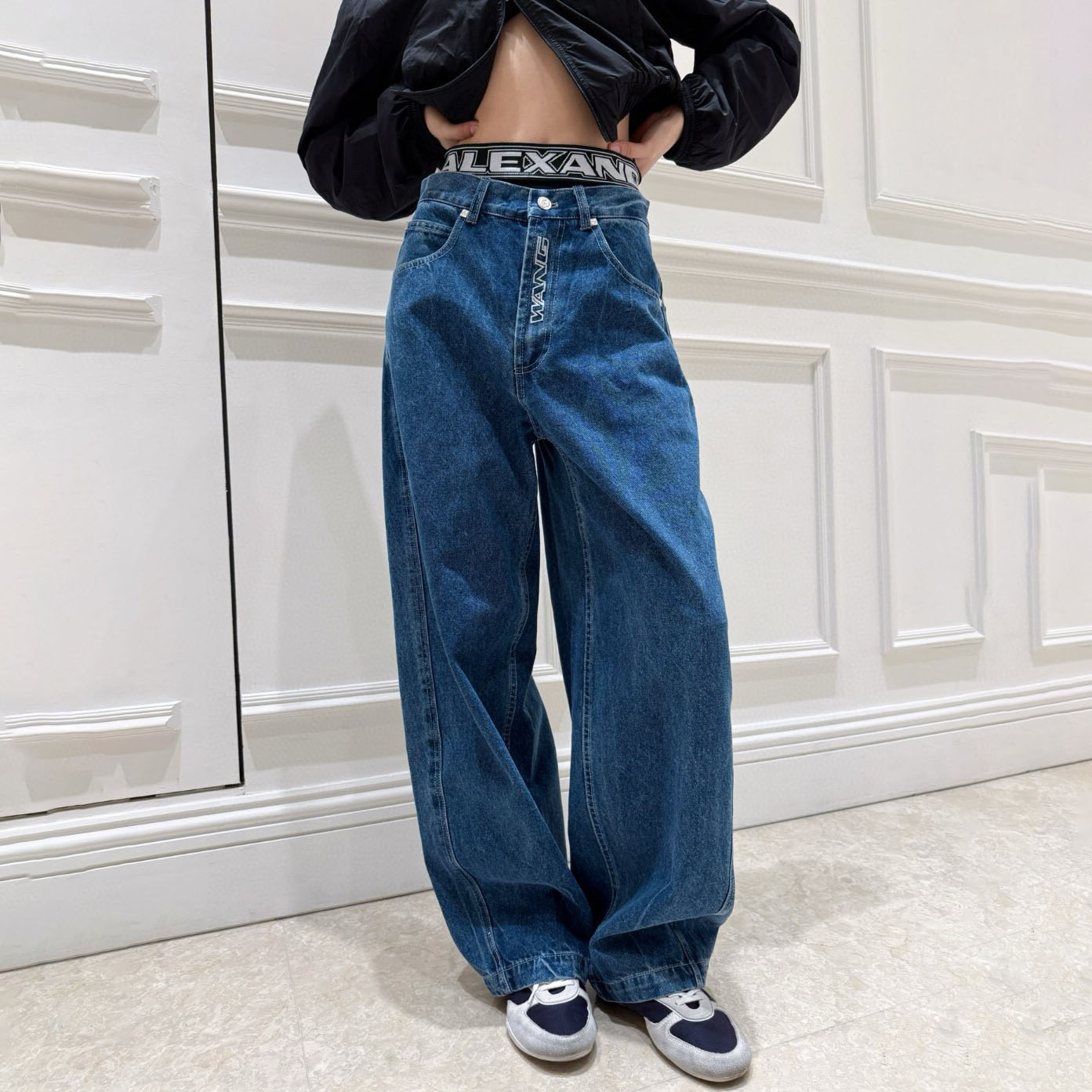 AW Jeans with Waistband Splicing Design XX25102317