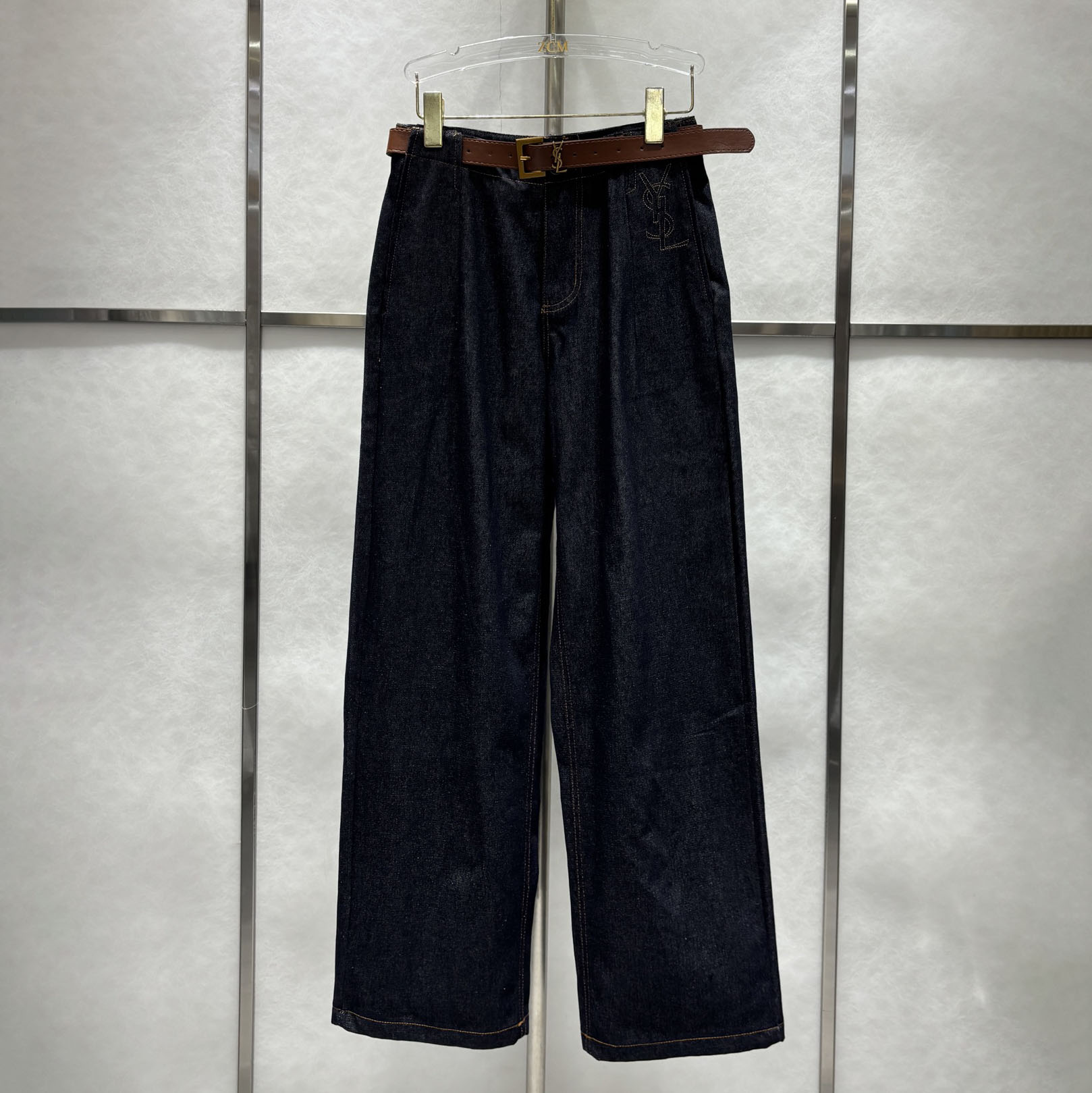 YSL Logo Denim Wide - Leg Pants XX25102519