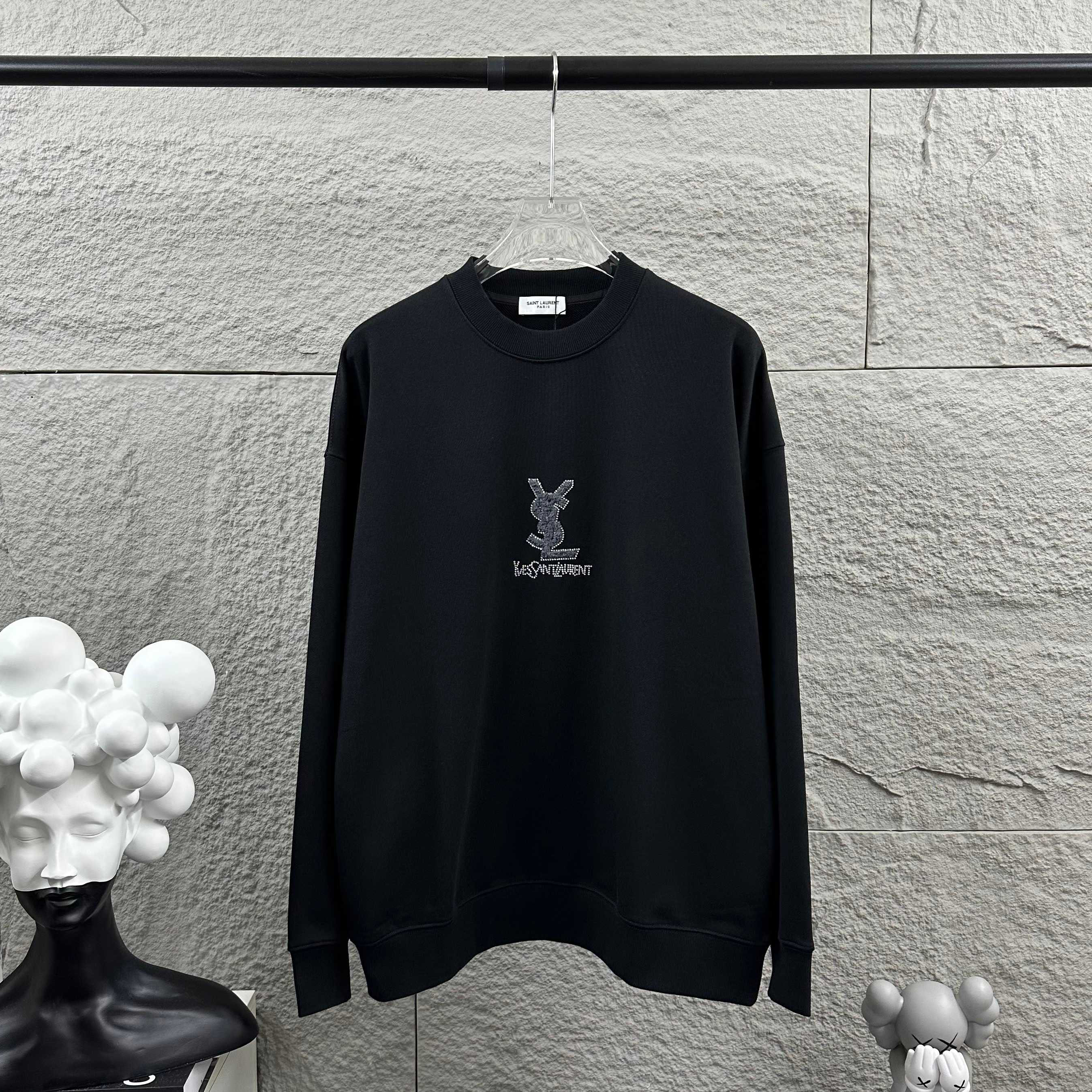 YSL Embroidered Patches & Rhinestone Logo Sweatshirt XX25102513