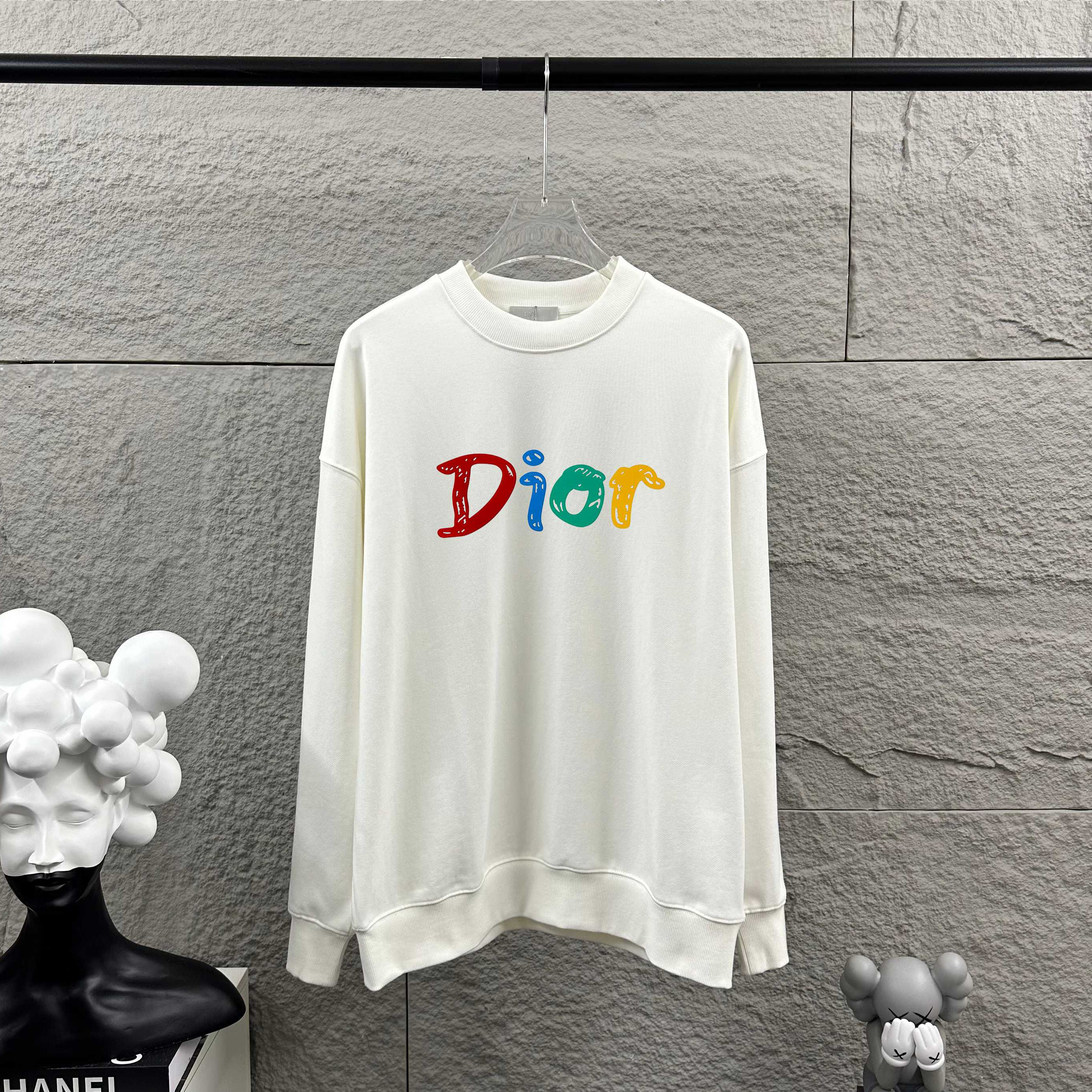CD Classic Round Neck Sweatshirt with Colorful Letter Logo XX25102512
