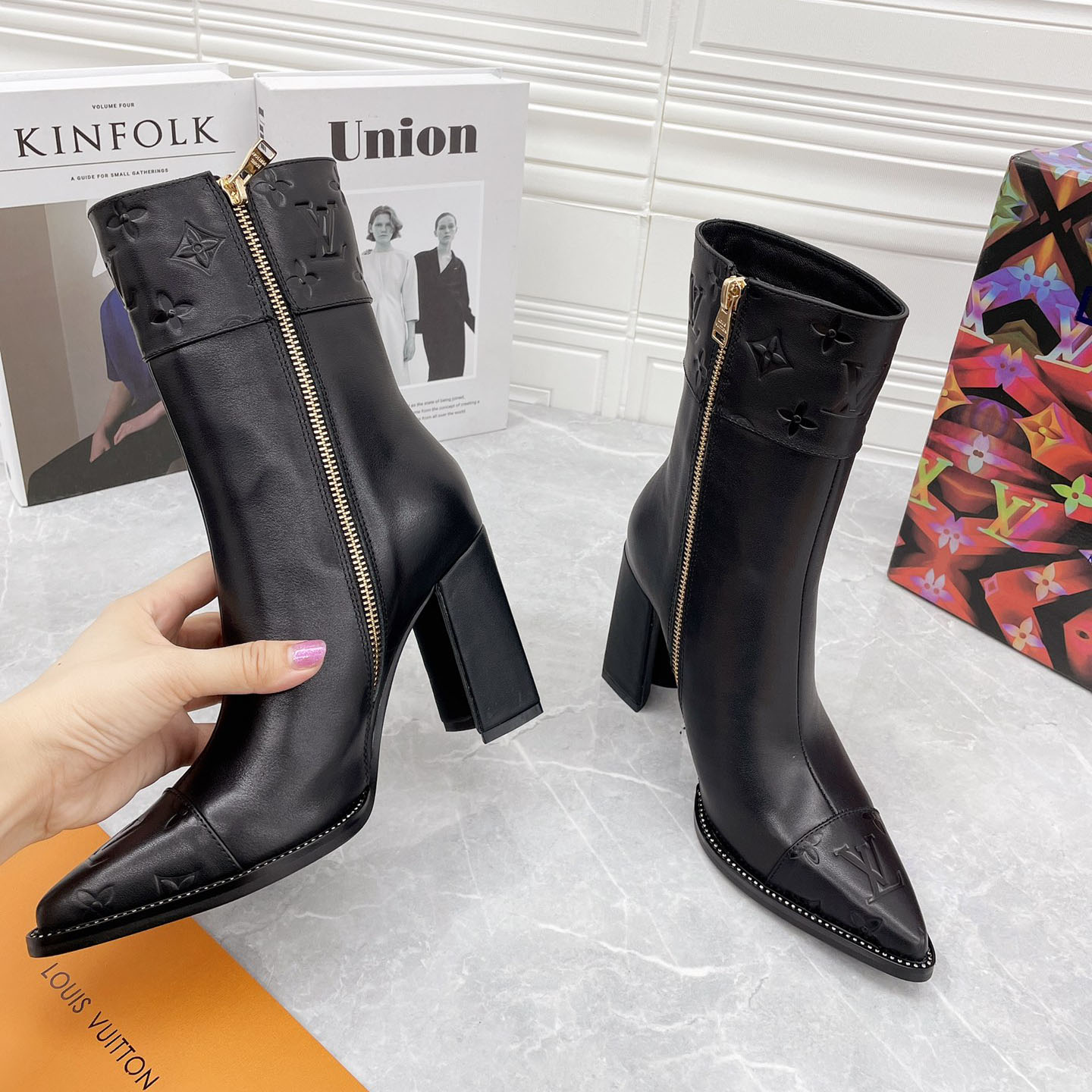 LV Pointed Toe Zip Ankle Boot XX25102607