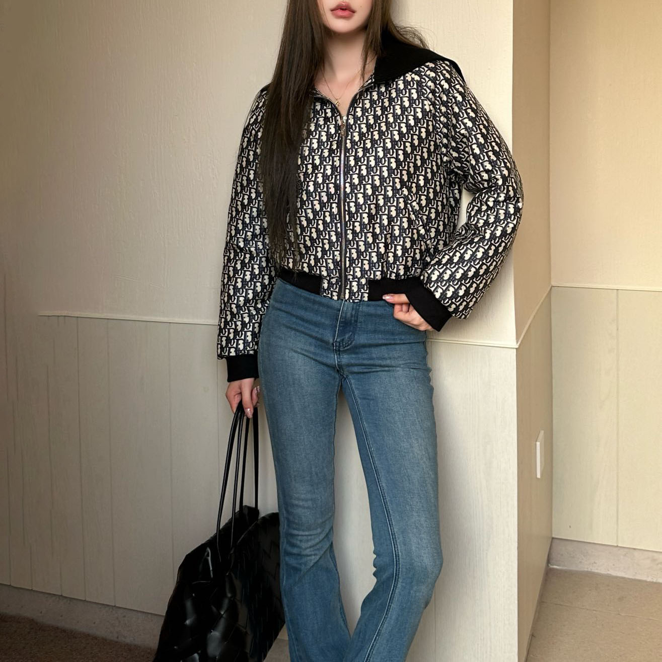 CD Signature Oblique Jacquard Cropped Jacket XX25102614