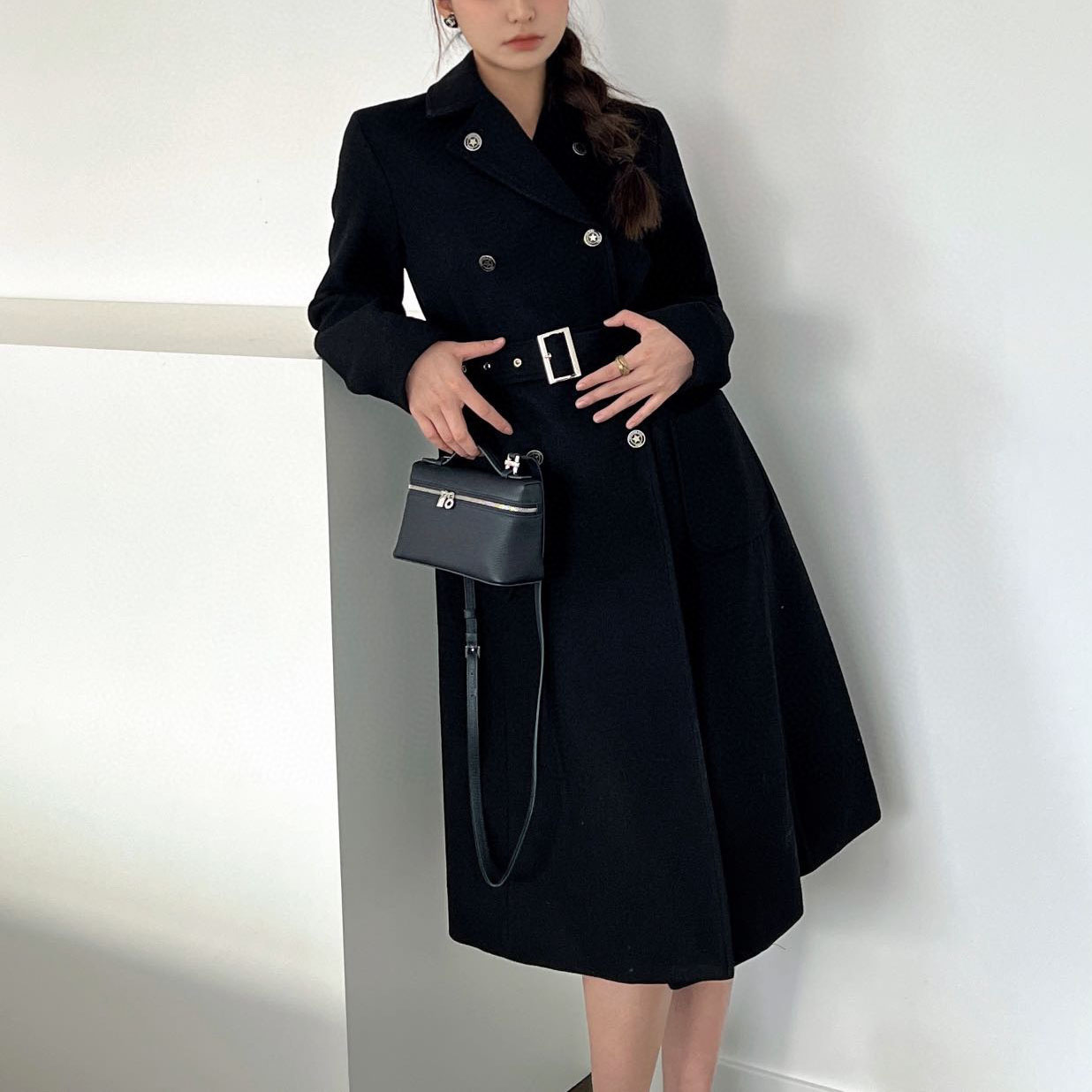 CD Signature Double-Breasted Lucky Star Button Wool Coat XX25102706