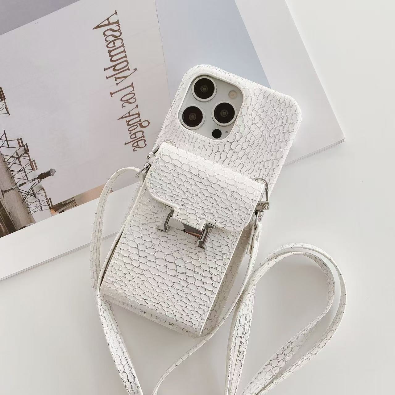 HM Snakeskin-Embossed Accordion Card Pocket Phone Case YPD25102811