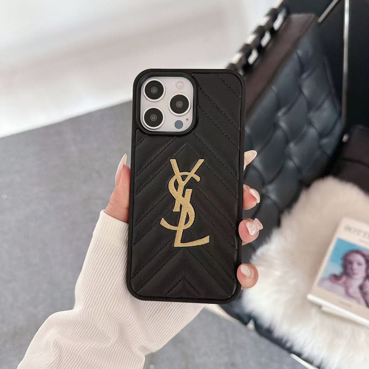 YSL Diagonal Quilted Leather Phone Cases YPD25102806