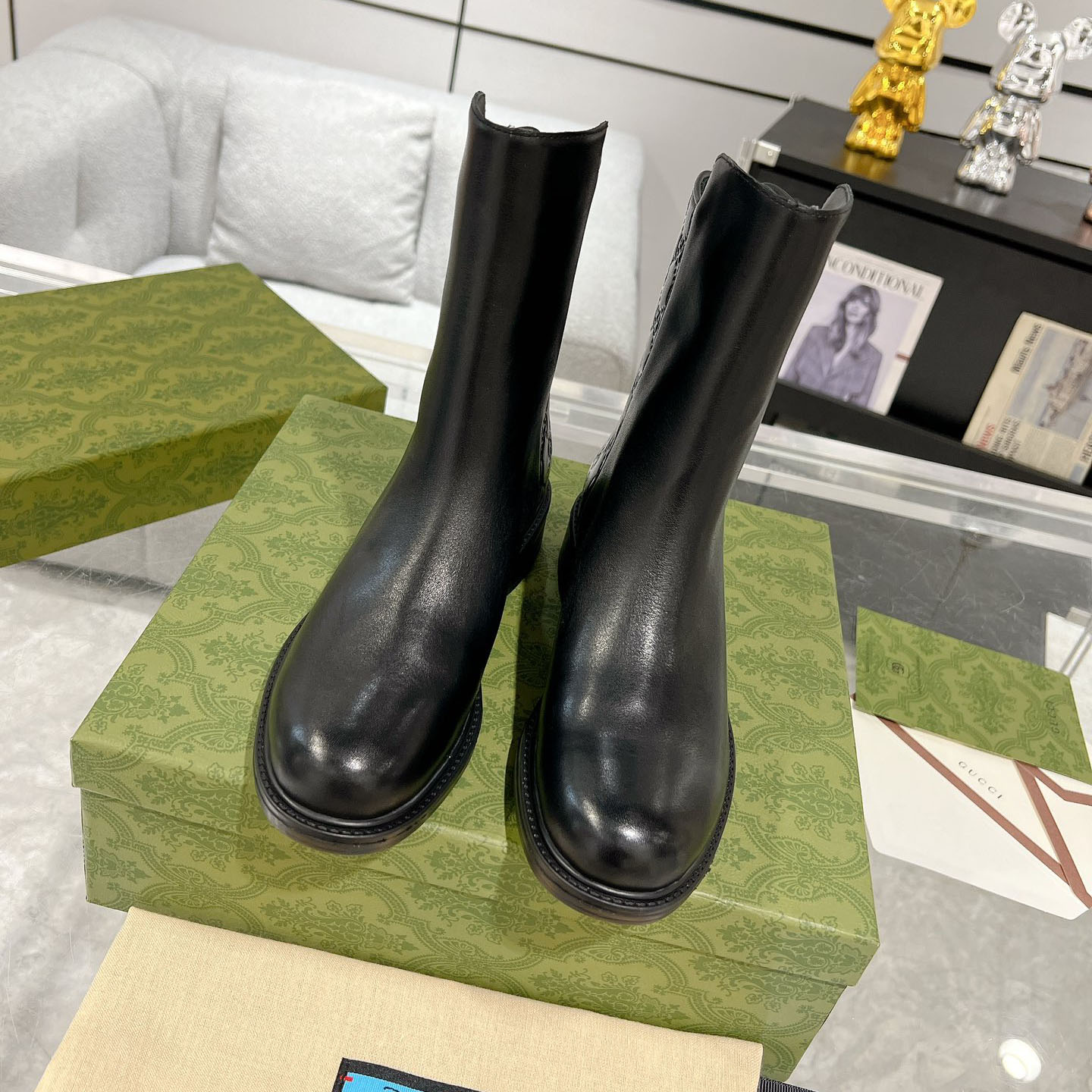 GG Embossed Calfskin Ankle Boots AM25110201