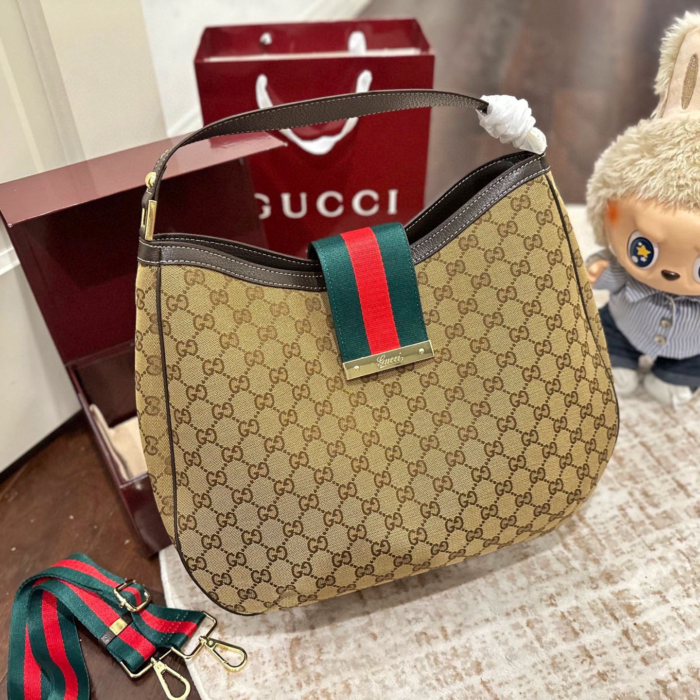 GG Signature Double G Jacquard Denim Canvas Tote Bag AM25110340