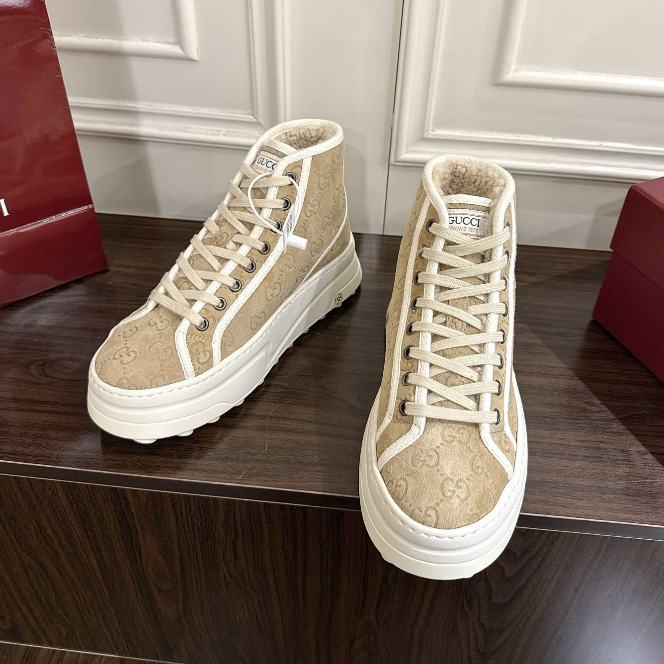 GG Tennis 1977 Classic Platform High Top Wool Shoes AM25091901