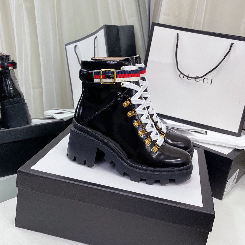 GG Stylish Ankle Boots with Three - Color Ribbon Accents AM25110329