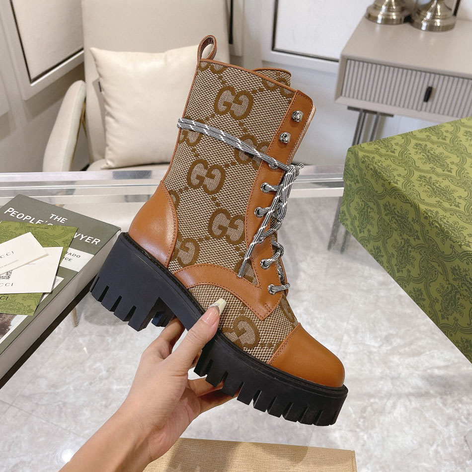 GG Classic Double G Jacquard Lace - up Ankle Boots-Big Logo AM25110317