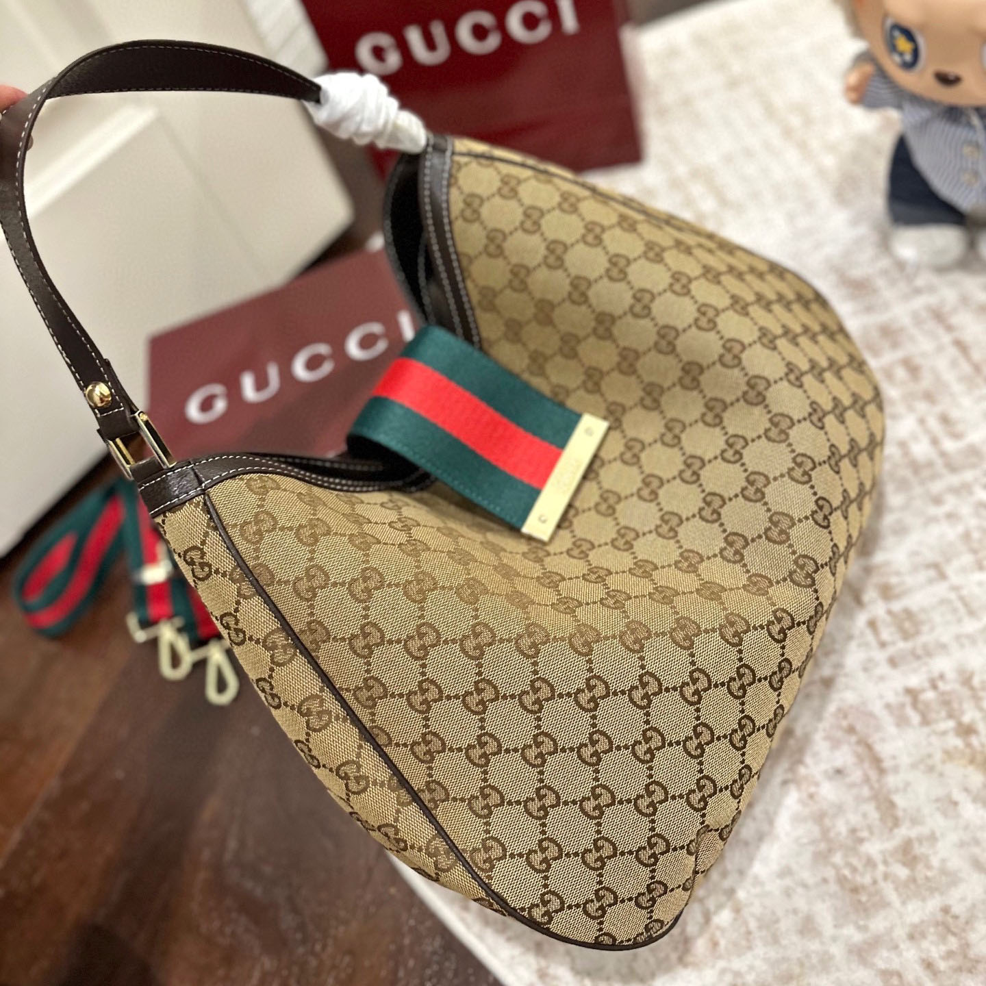 GG Signature Double G Jacquard Denim Canvas Tote Bag AM25110340