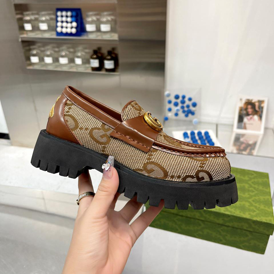 GG Bee Embroidered Heel Platform Loafers AM25110302