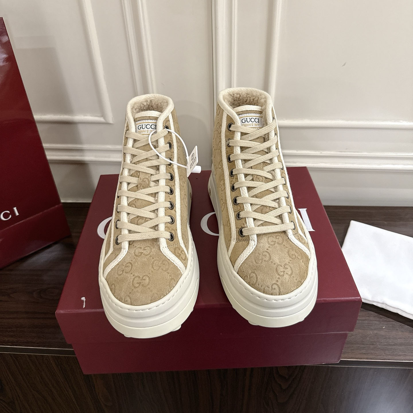 GG Tennis 1977 Classic Platform High Top Wool Shoes AM25091901