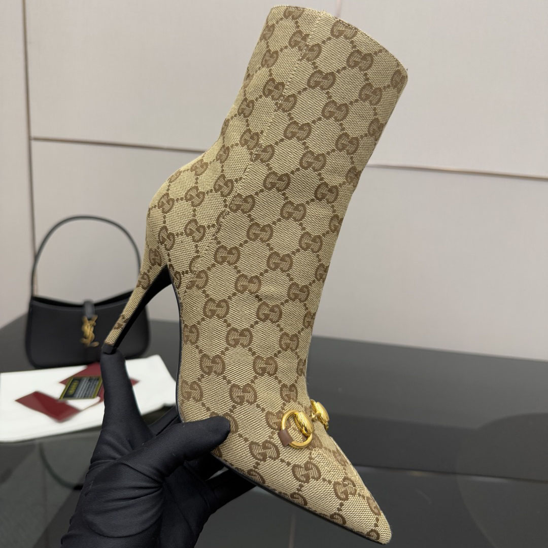 GG Pointed Toe Horsebit High Heel Ankle Boots AM25110313