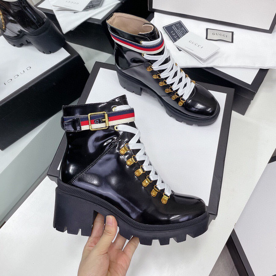 GG Stylish Ankle Boots with Three - Color Ribbon Accents AM25110329