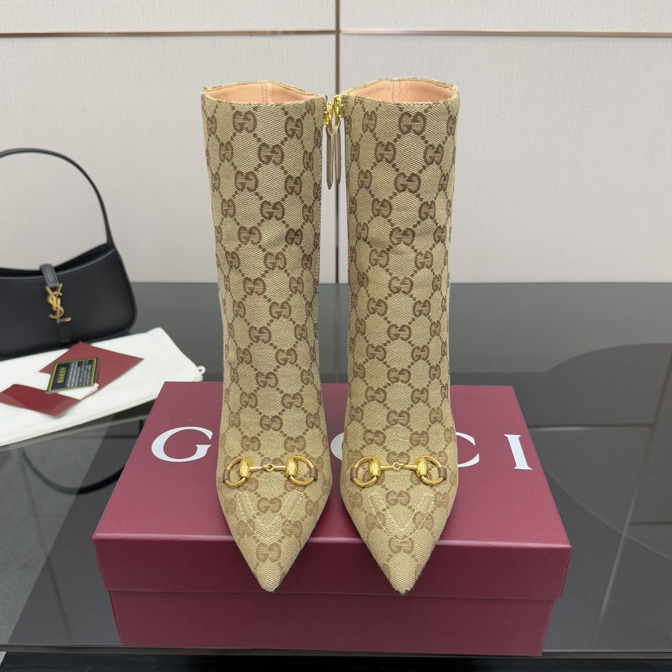 GG Pointed Toe Horsebit High Heel Ankle Boots AM25110313