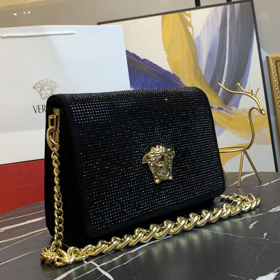 Vs Luxury Suede Rhinestone-Embellished Chain Shoulder Bag AM25110429