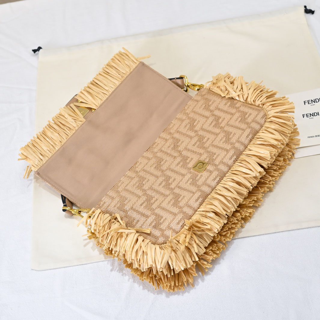 FD 25New Raffia Straw Tassel Shoulder Bag XX25110510