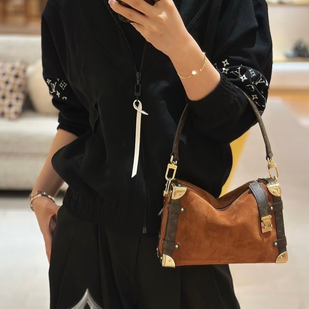 LV  Suede Petit Malle Souple Handbag YV25110509