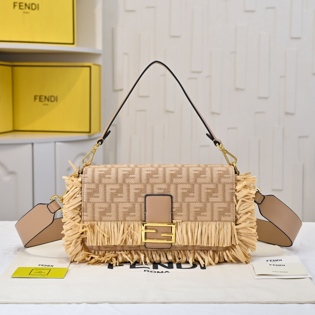 FD 25New Raffia Straw Tassel Shoulder Bag XX25110510