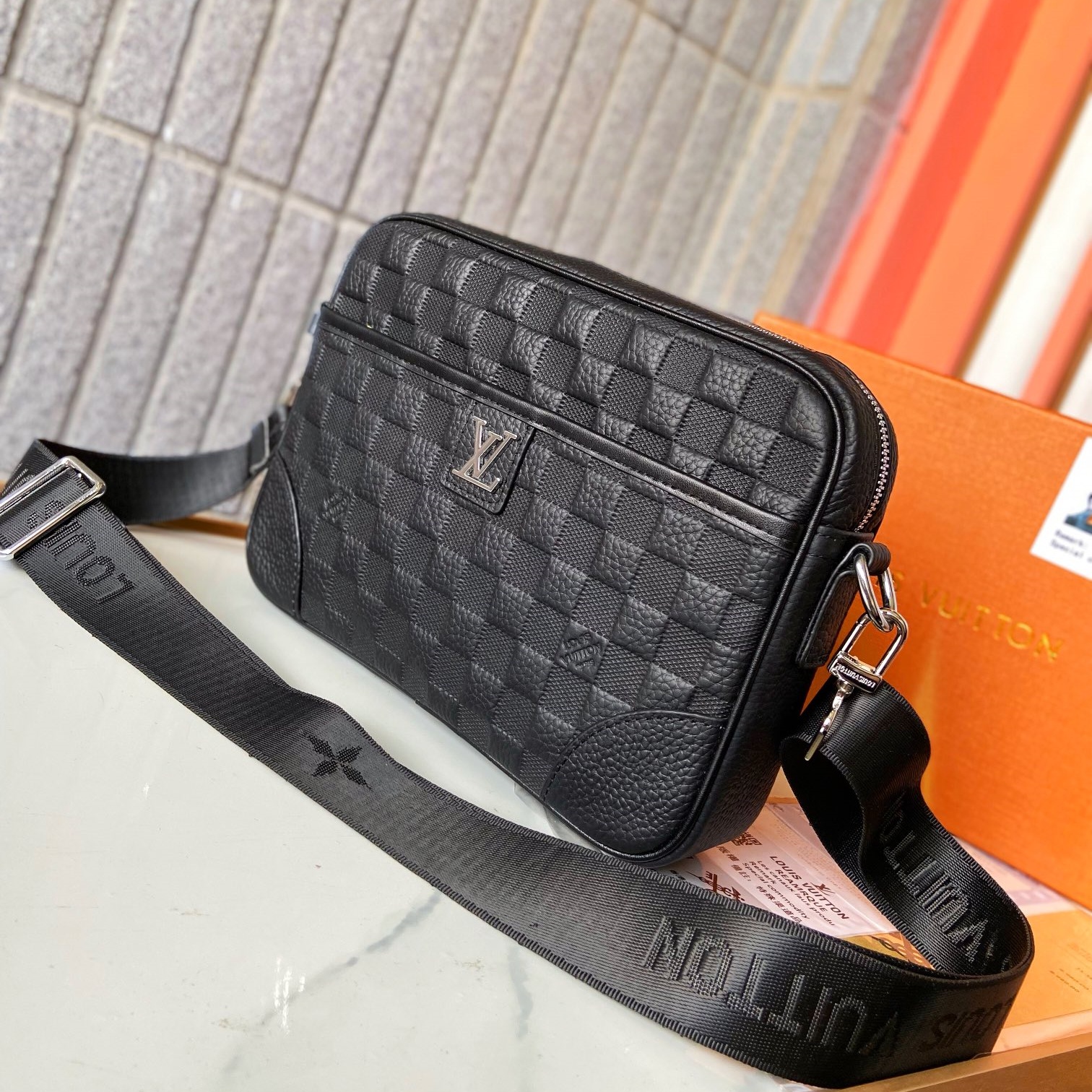 LV Damier Embossed Grained Calfskin Men's Crossbody Bag YV25110504