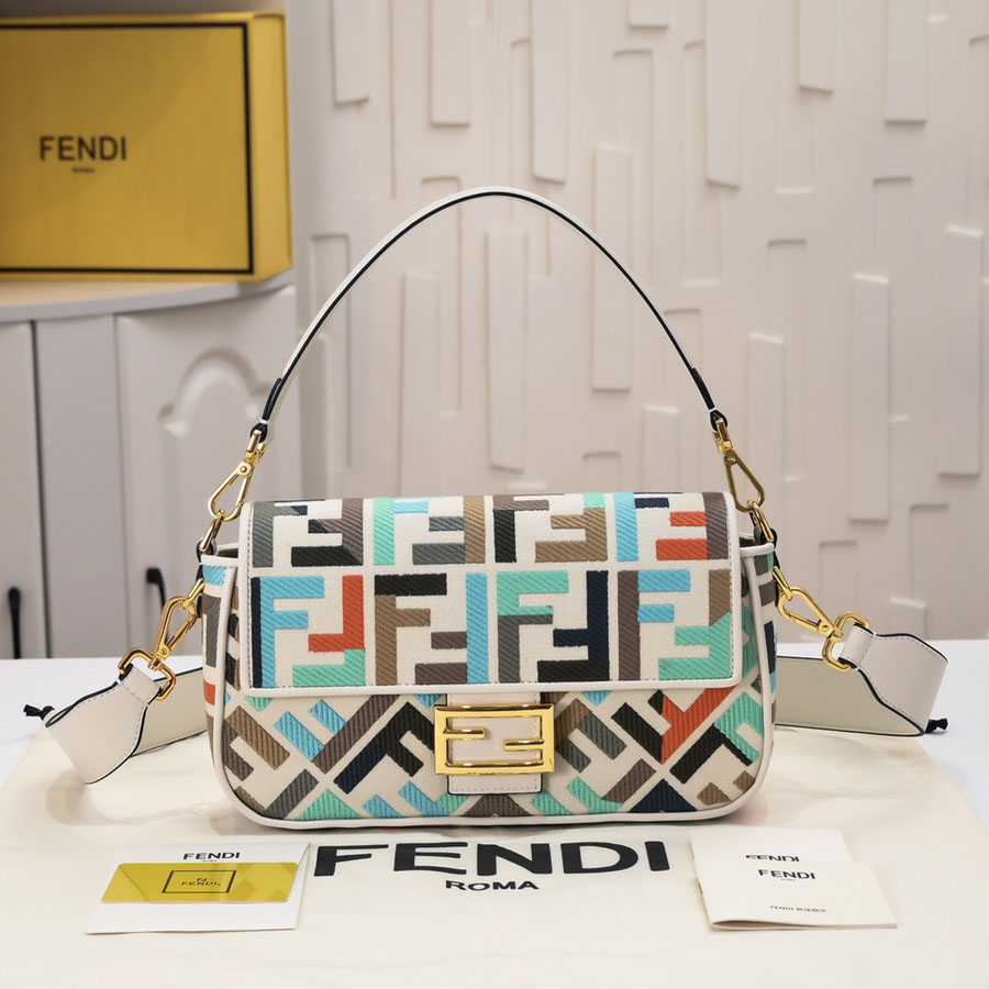 FD Baguette Double F Embroidered Canvas Shoulder Bag XX25110536