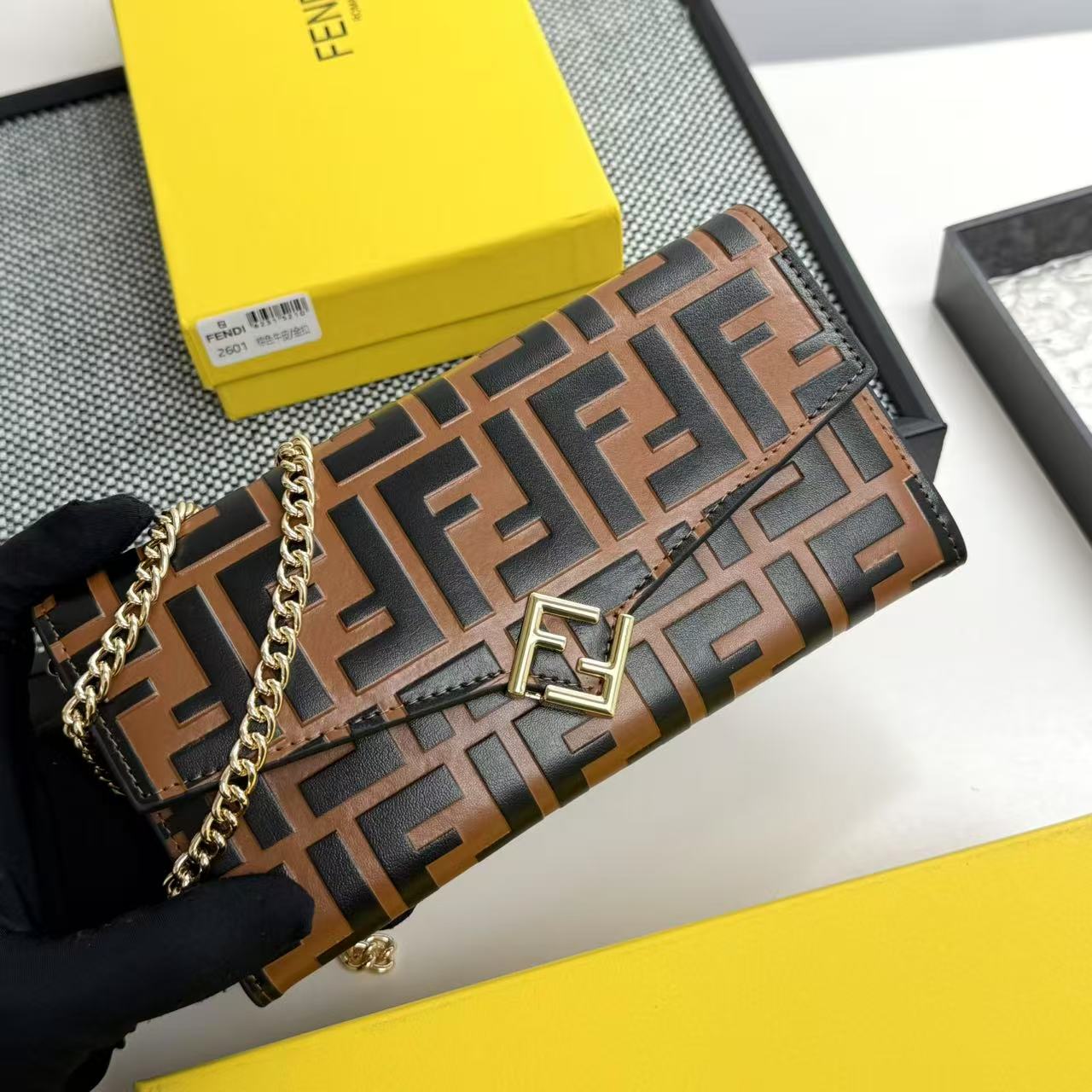 FD Diamonds Classic Double-F Embossed Long Wallet XX25110527