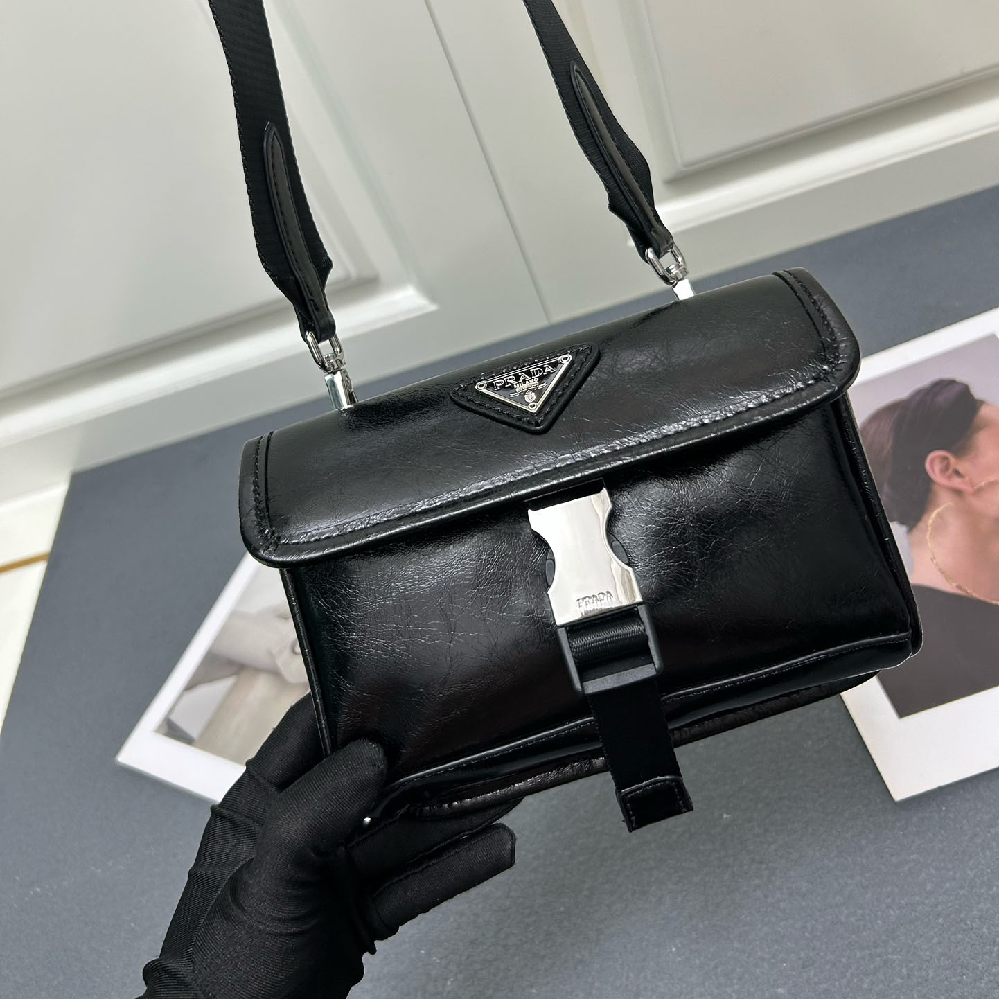 PRA Waxed Leather Crossbody Bag AM25110649