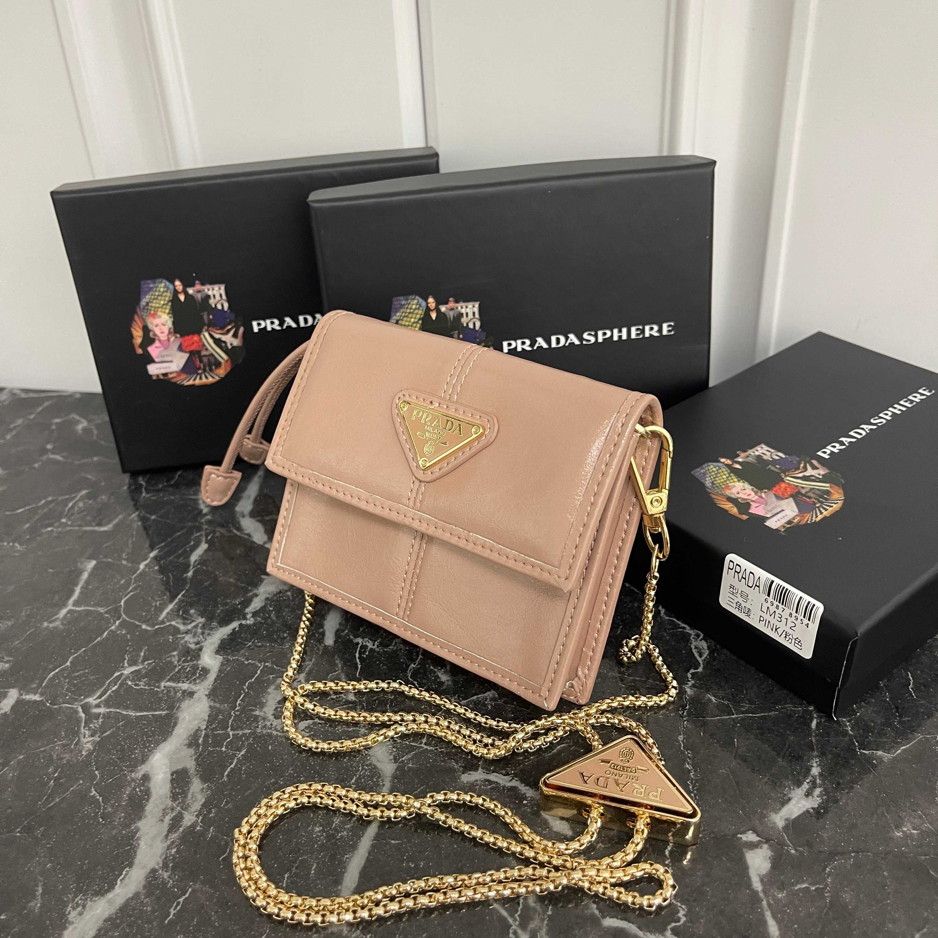 PRA Waxed Leather Triangle Mini Logo Coin Pouch AM25110647