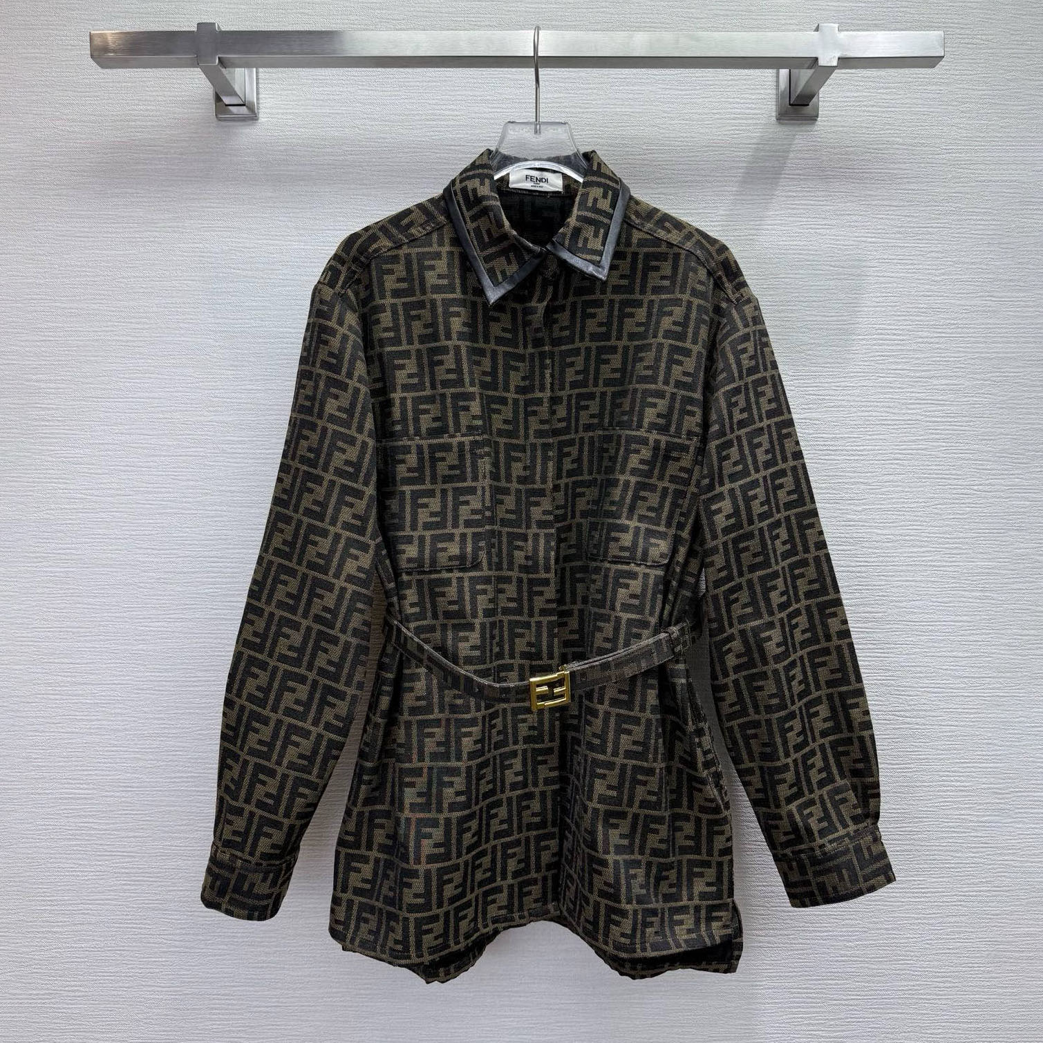FD Double-F Jacquard Long-Sleeve Collared Jacket AM251106