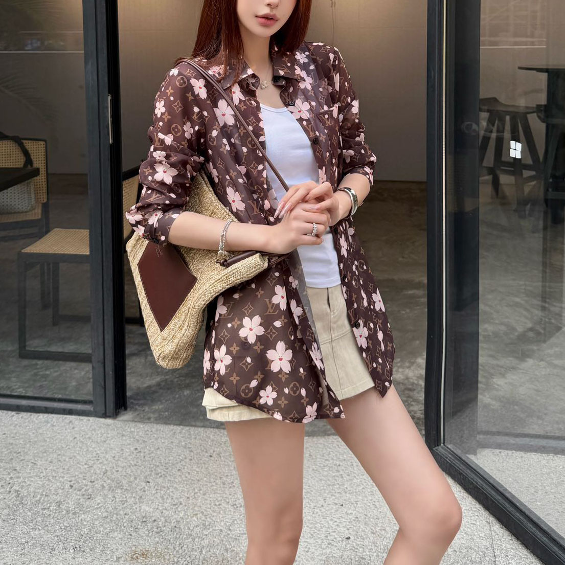 LV Monogram Sheer Long-Sleeve Shirt AM25110605