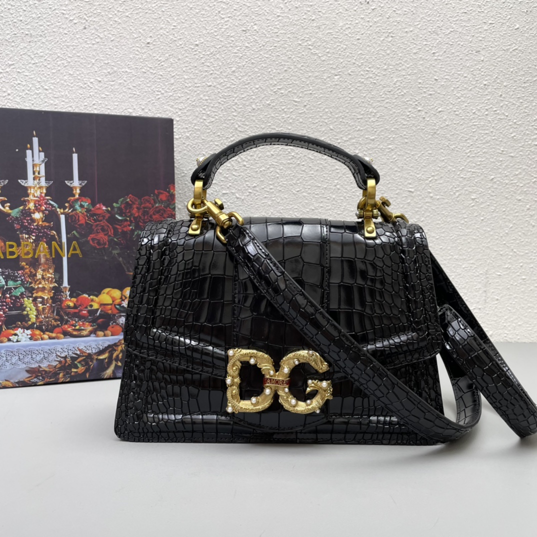D&G Classic Crocodile-Embossed Women's Shoulder Bag AM25110623