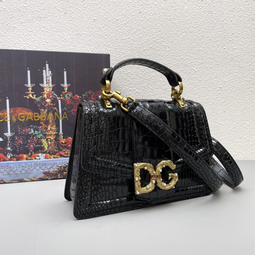 D&G Classic Crocodile-Embossed Women's Shoulder Bag AM25110623
