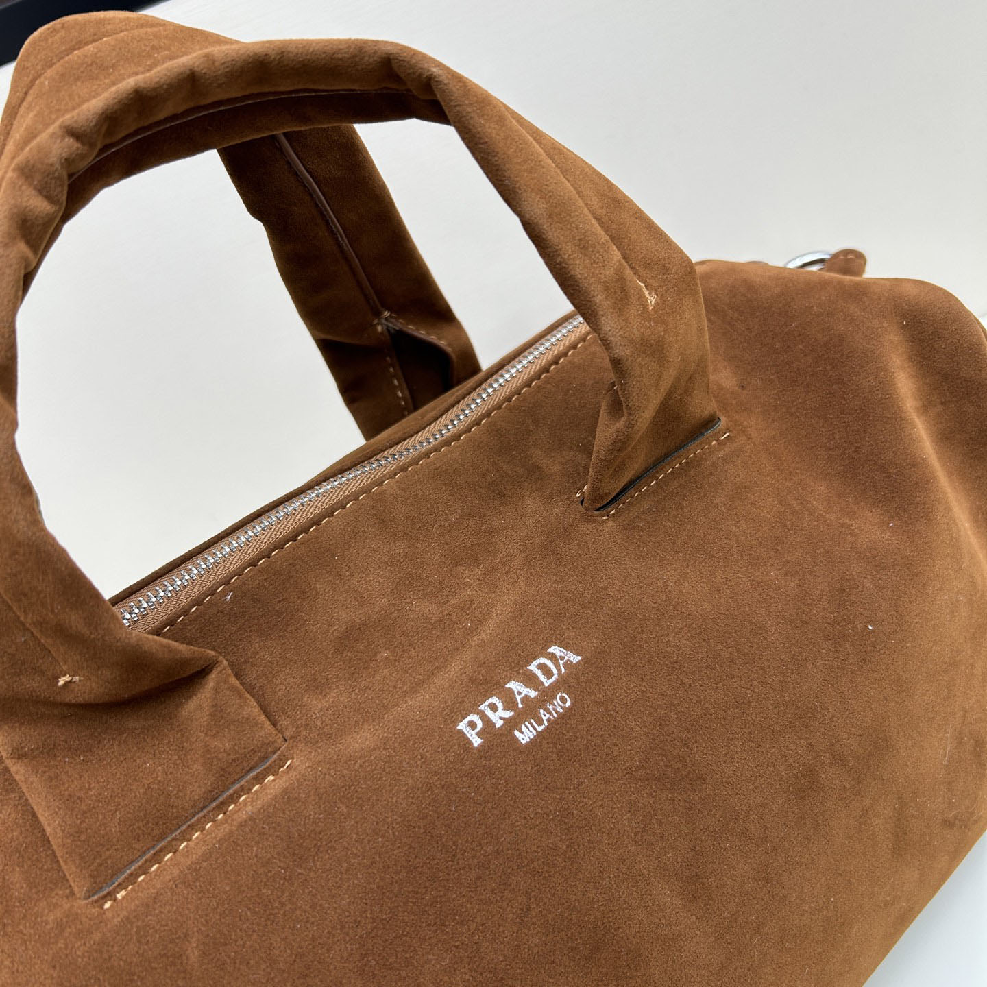 PRA Coffee-Colored Suede Handbag AM25110644